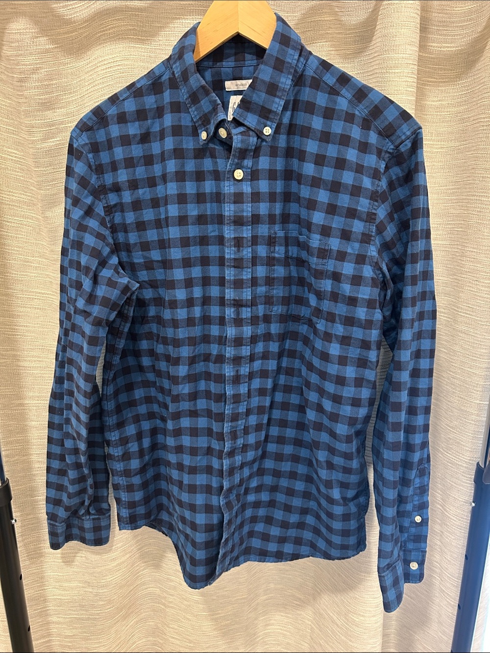 GAP Blue and Black Plaid Button-Down Shirt